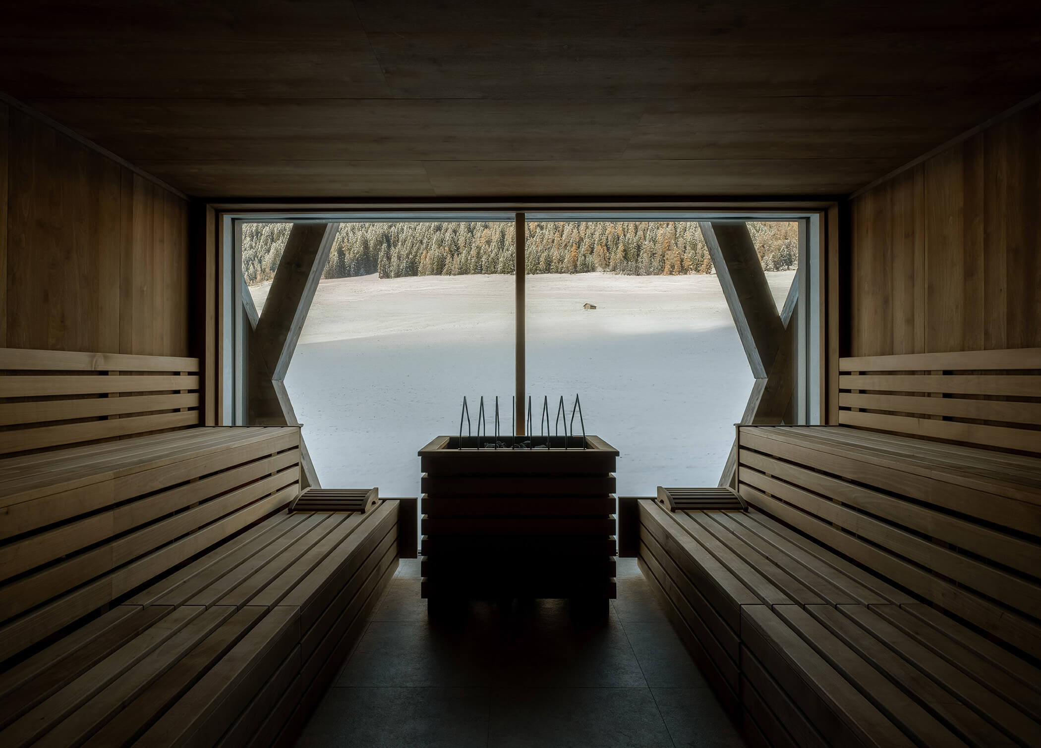 Sauna con vista sul paesaggio invernale - Hotel Patris